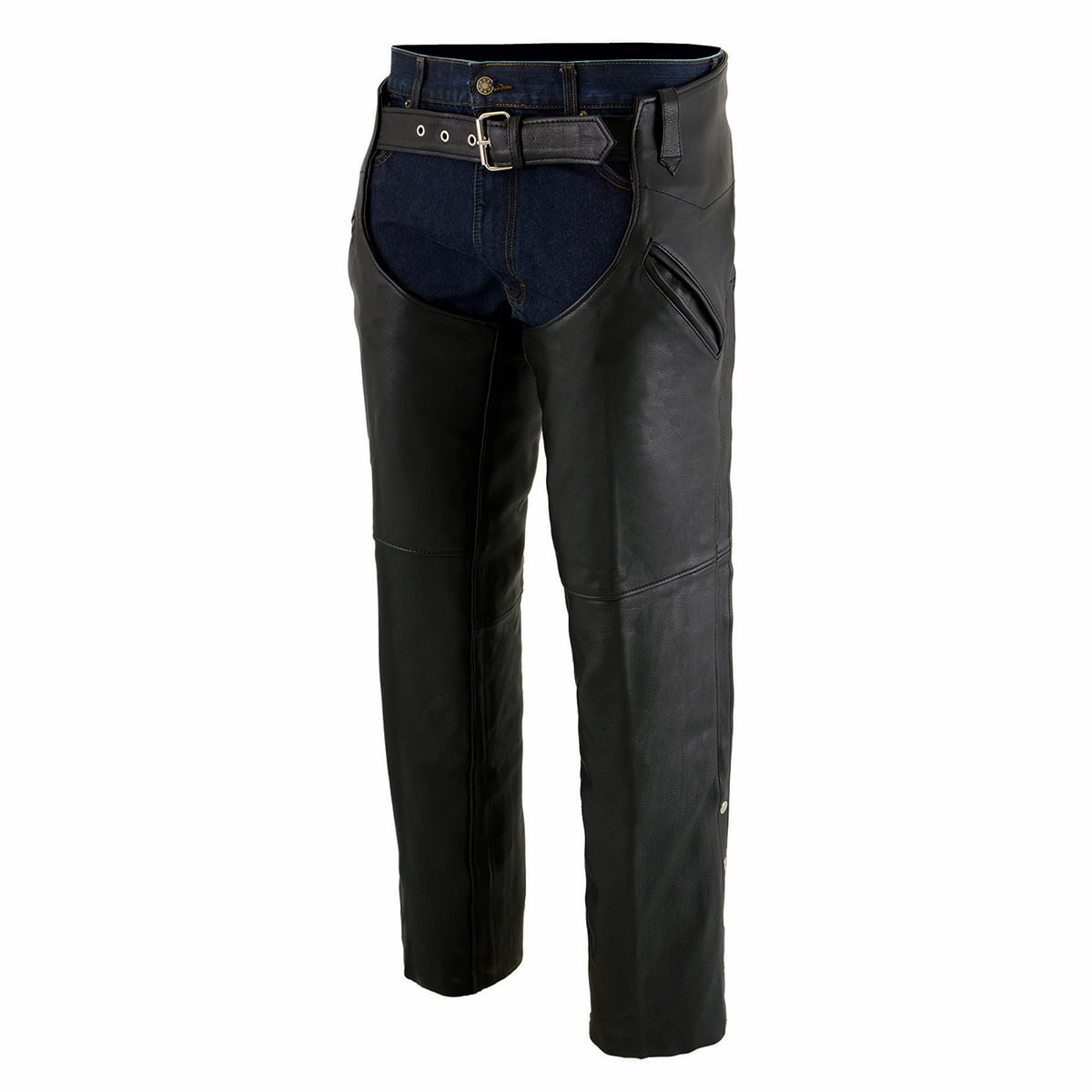 Milwaukee Leather Chaps for Men's Black Naked Leather Snap Out Thermal